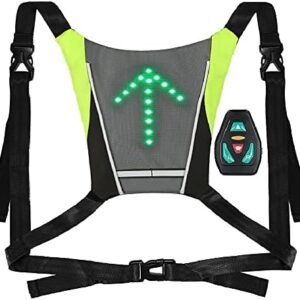 LIXADA Gilet Réfléchissant pour Cyclisme avec Sac à Dos Attachable et Éclairage LED USB