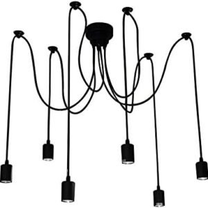 LIXADA Plafonnier Antique Classique Noir avec Lustre Ajustable