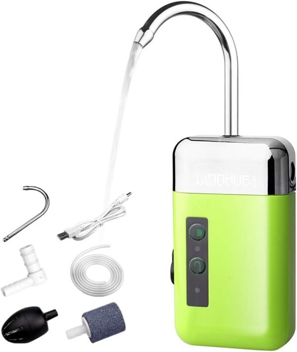 Lixada Mini Pompe à eau Portative Extérieure Pompe à Oxygène d'air avec Tube de Pierre à Air 3-en-1 Détection USB Charge Pompe à Eau Automatique Pompe à Oxygène Multifonctionnelle pour La Pêche – Image 11