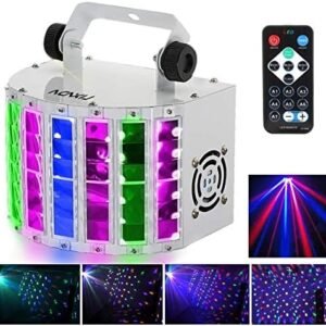 LIXADA Lyre Led Disco RGBW Eclairage Soirée - 7 Canaux, Vocale Contrôle Automatique, Réglage de Vitesse Flash Stroboscopique, DMX 512 Télécommande Contrôlée (24W)