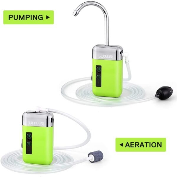 Lixada Mini Pompe à eau Portative Extérieure Pompe à Oxygène d'air avec Tube de Pierre à Air 3-en-1 Détection USB Charge Pompe à Eau Automatique Pompe à Oxygène Multifonctionnelle pour La Pêche – Image 12